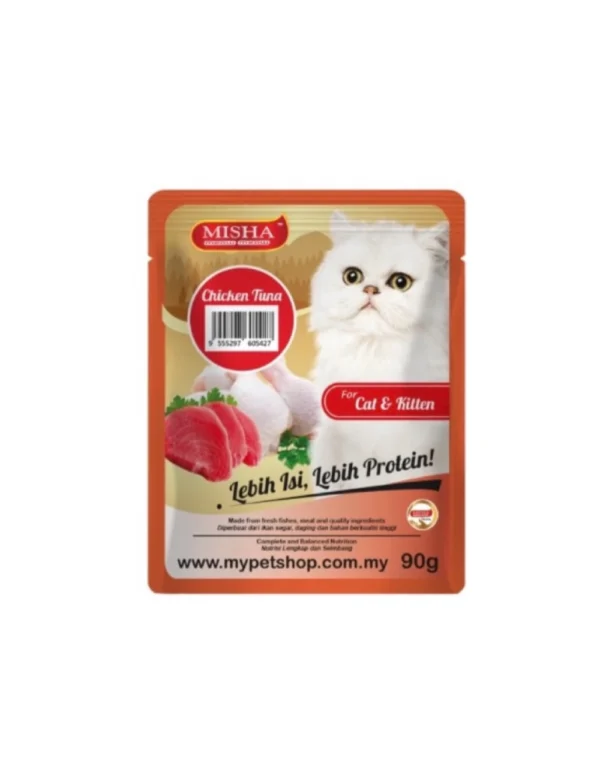 MISHA Wet Cat Food Pouch with Chicken & Tuna 90g