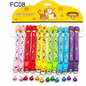 Puppy Print Nylon Thread Cat Collars with Bell 1 Piece