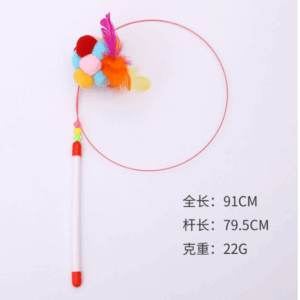 Colored Ball Feather Tease Stick