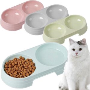 Pet double pasltic food bowl 1 piece random color